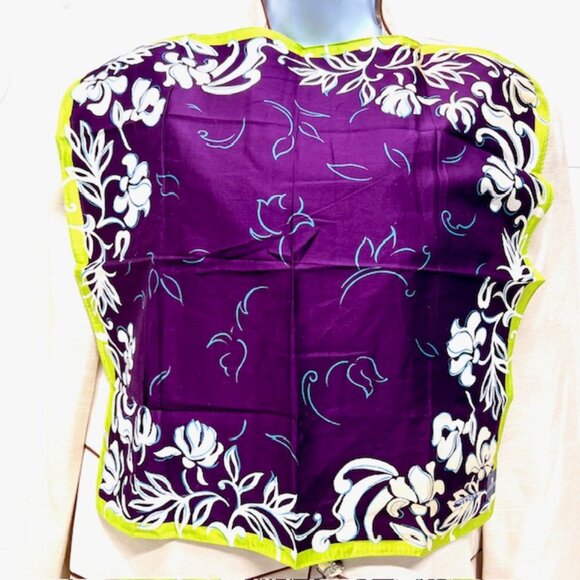 New  Givenchy Mini Scarf cotton 19.5"  brown green white color floal printed(94 - Picture 3 of 7